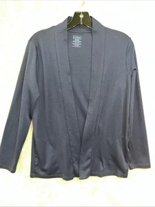 LL Bean Cardigan Women’s M Dark Navy Blue 100% Supima Cotton Open Front Relaxed - Picture 1 of 6