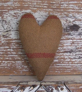 Primitive Heart Bowl Filler made from Vintage Striped Woven Blanket #1  HANDMADE - Picture 1 of 4