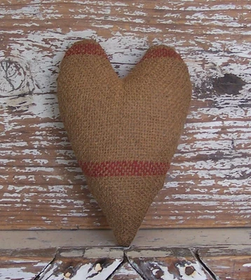 Primitive Heart Bowl Filler made from Vintage Striped Woven Blanket #1  HANDMADE - Image 1 of 4