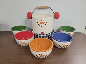 Snowman Popcorn Bucket w/Bowls or Ice Bucket w/Scarf & Earmuffs LTD Commodities - Picture 1 of 6