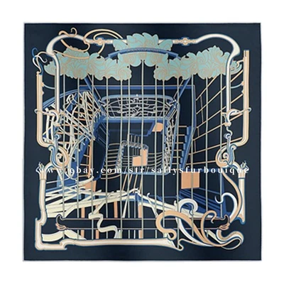 Sallys Boutique 14~18 Momme Twill Silk Wrap Scarf Strairs Print Square Shawl 35" - Image 1 of 4