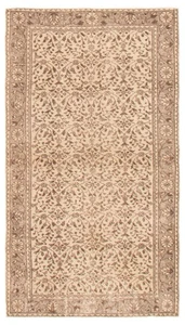 Vintage Cream Traditional 3'9" x 6'9" Oriental Hand-Knotted Wool Area Rug - Picture 1 of 9