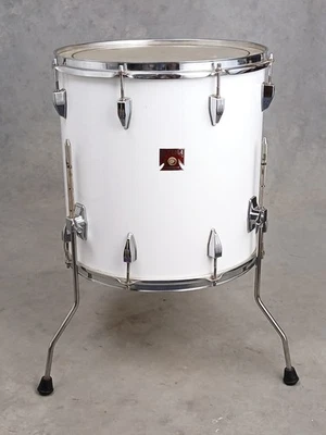 TAMA SWINGSTAR 16" TAMBOR TOM PISO BRANCO, EMBLEMA T VERMELHO, ROYALSTAR LUGS, JAPÃO - Imagem 1 de 4