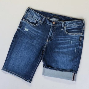 Silver Jeans Suki Bermuda Selvedge Shorts Women’s 14 Distressed Cuffed Denim - Bild 1 von 15