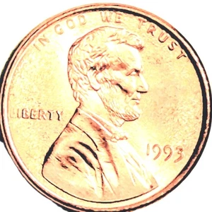 1993P Lincoln Cent . Error: No "VDB". - Picture 1 of 6