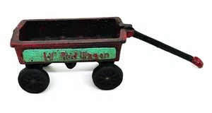 Lil' Red Wagon geformte Gusseisen rollende Räder 3,75" lang, 2" breit & 2" hoch - Bild 1 von 5