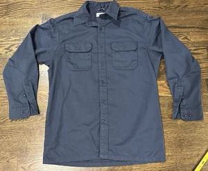Carhartt Shirt Mens Large Blue Midweight Work Chest Pockets Fall - Picture 1 of 5