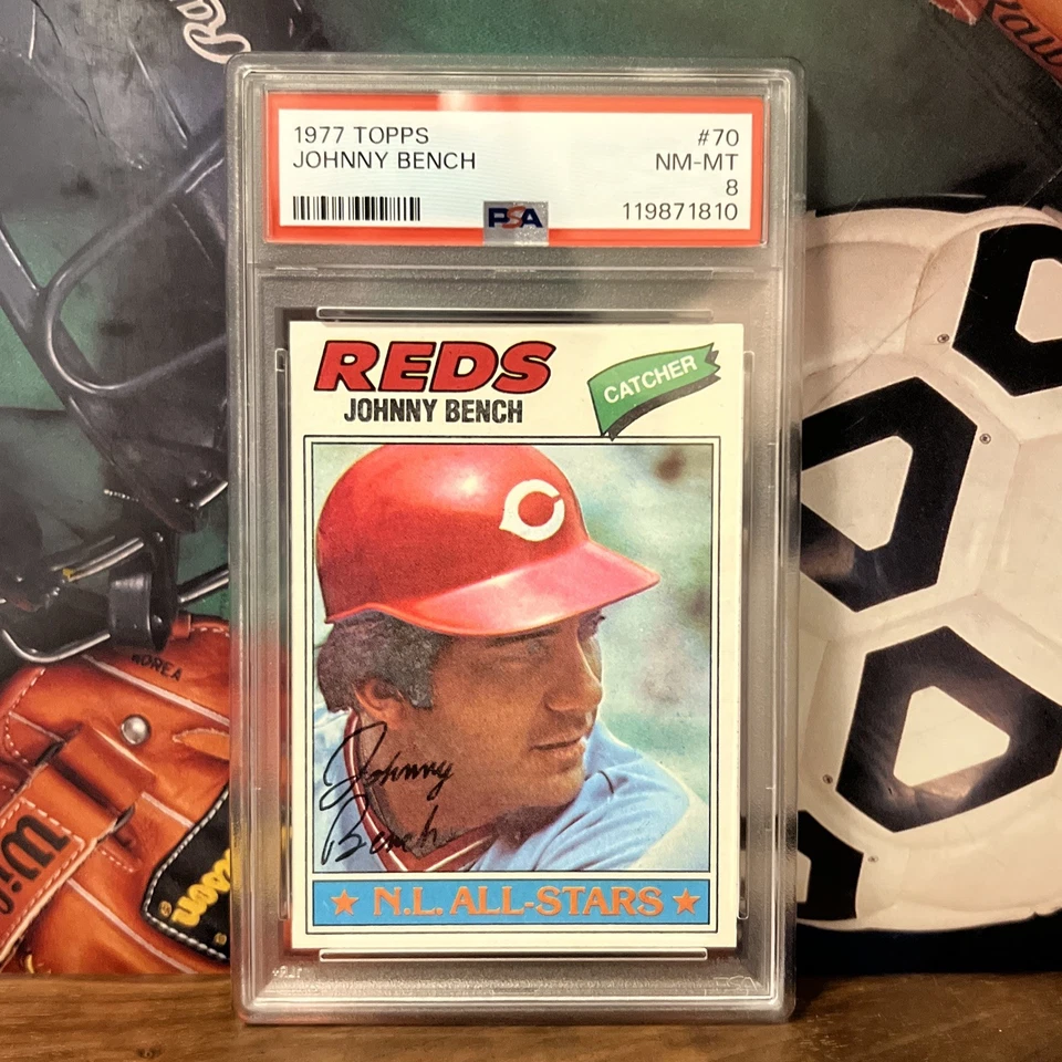 1977 Topps Baseball Johnny Bench #70 PSA 8 (Centered) New Case - Image 1 of 2