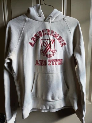 Vintage Y2K Abercrombie Fitch Grey Hoodie Women’s L Red Long Sleeve Preppy  - Image 1 of 3