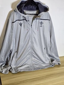 Macron Wales Official WRU 22/23 Mens Rugby Jacket Zip Hoody Grey 4XL 27" Pit 31L - Picture 1 of 16