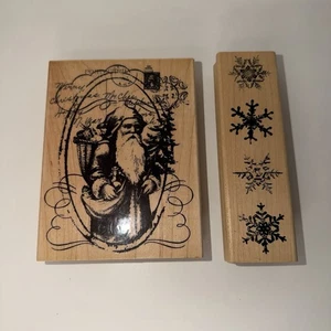 Stampendous Christmas Collage St Nick Script Post Rubber Stamp - Picture 1 of 9