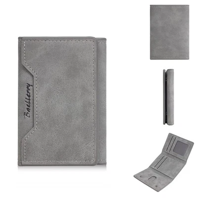 Leather Mens Card Wallet Slim Trifold Card Case Wallets For Men With ID Window - Image 1 of 4