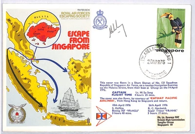 SINGAPORE GB (WW2 POW) RAF Cover MALAYA 1976 Signed ESCAPING SOCIETY RAFES YO372 - Image 1 of 4