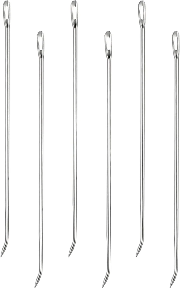 WILLBOND 6-Piece Stainless Steel Curved Poultry Trussing Needles for Securing St