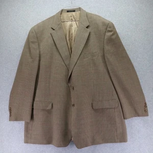 Chaps Blazer Mens 54L Wool 2-Button Suit Coat Jacket Formal Tan Houndstooth - Picture 1 of 7