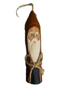 Vintage Handarbeit Bleistift Holzschnitzerei Weihnachtsmann Weihnachtsschmuck Volkskunst  - Bild 1 von 9