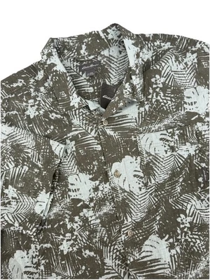 Camisa de campamento Eddie Bauer para hombre mezcla de lino estampado hawaiano XXL NUEVA CON ETIQUETAS verde floral Foto 1 de 4