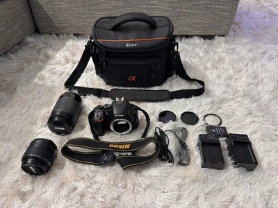 Nikon D5500 DSLR Digital Camera Dual Lens Kit w/ 18-55mm & 70-300mm +Accessories - image 1 of 4