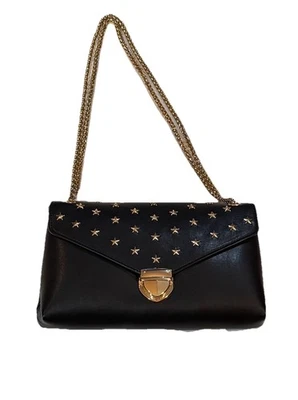 Bandolera/bolso de mano de hombro INC de cuero sintético con tachuelas negro correa de cadena Dbl 11x7x2 Foto 1 de 4