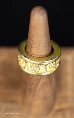 Anillo Barry Kieselstein Cord Oro Amarillo 18k Talla 5 con Diamantes 19,4 Gramos Foto 1 de 4