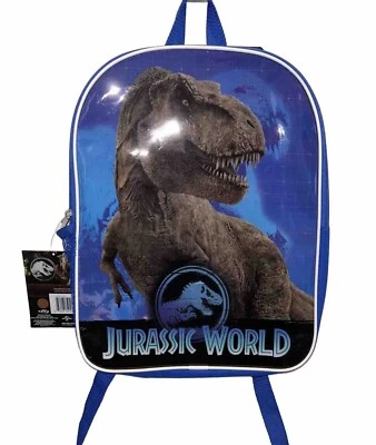 Mochila Jurassic World 15" Dinosaurios T-Rex Niños Niños Negro Y Azul BN Foto 1 de 4