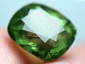 6.20 CT Ultra Rare Natural Rutiled inside Top Color Peridot Cut Gemstone@PAK - Picture 1 of 12
