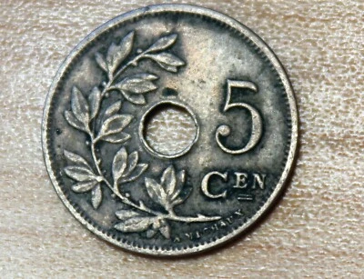 1924 Belgium 5 Centimes Dutch text  - Image 1 of 2