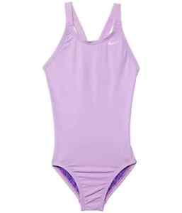 Nike L70829 Kids Purple Solid Fast Back One-Piece Swimsuit Size Medium