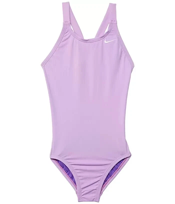 Nike L143127 Girl's Purple Solid Fast Back One-Piece Swimsuit Size Medium