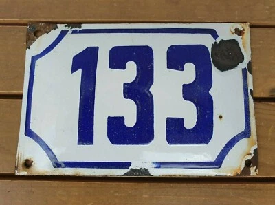 Letrero de casa porcelana esmaltada número 133 # 133 genuino vintage ISRAELI Foto 1 de 4
