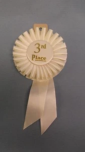 3RD PLACE CENTER  ROSETTE RIBBON  WHITE  - Picture 1 of 1