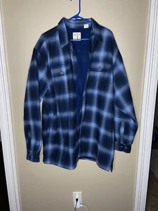 Redhead Shirt Mens Xl Blue Black Check Plaid Flannel Heavyweight Fleece Lined TG - Picture 1 of 7