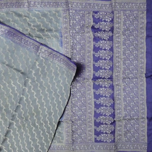 Vintage Pizarra Gris Sarees 100% Pura Seda Tejido Sari Indio 5.5m Craft de Tela - Imagen 1 de 6