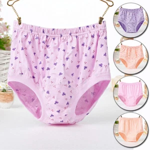 Women Cotton High Waist Briefs Floral Panties Knickers Underwear Underpants - Picture 1 of 18
