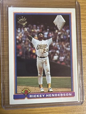 1991 Bowman Baseball #692 - Rickey Henderson - Oakland Athletics - Image 1 of 2