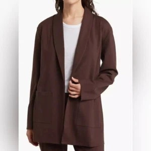 Eileen Fisher Longjacke Strickjacke mit Schalkragen in Kaffee Größe M - Bild 1 von 6