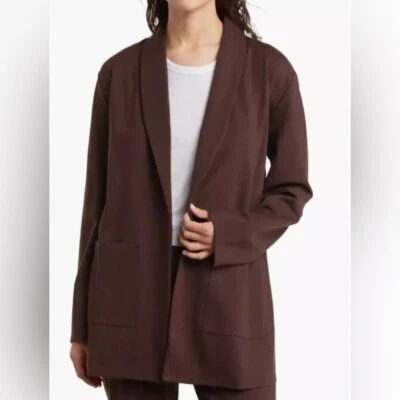 Cárdigan Chaqueta Larga Cuello Chal Eileen Fisher en Café Talla Mediana Foto 1 de 4
