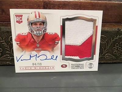 National Treasures Rookie Autograph Jersey 49ers Vance McDonald  84/99  2013 - Image 1 of 4