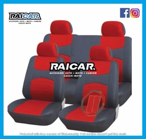 SET FODERA TAPPEZZERIA SEDILI AUTO ROSSO NERO COMPLETA + COPRIVOLANTE PANDA 03 - Imagen 1 de 1