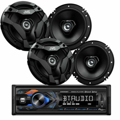 Dual XRM59BT In Dash Single DIN Stereo Receiver + 4) JVC 6.5" 2-Way Speakers - Image 1 of 4
