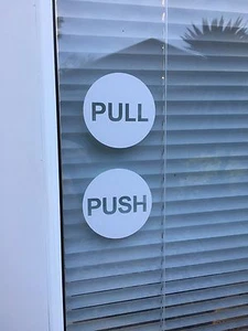 2 Pairs Pull Push Door Stickers Shop Window Cafe Restaurant Vinyl Sign - Picture 1 of 2