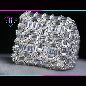 Mens Iced Out Ring | Mens Baguette Diamond Ring | Simulated Diamond Ring - Picture 1 of 9