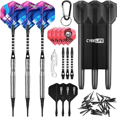 CYEELIFE Tungsten Soft tip Dart 16g+30Tips+6Alu shafts+18Flights+dart case
