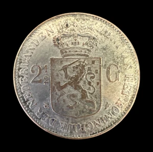 1898 Netherlands 2 .5 2 ½ Two Half Gulden Wilhelmina .945 Silver Coin KEY DATE - Foto 1 di 2