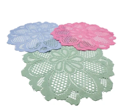 Lace Doily Placemats Seafoam Green, Blue and Rose 12" Round Heritage Lot of 10 - Image 1 of 2