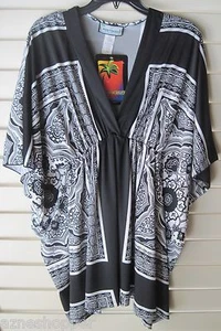 Portocruz Schwimmen Überziehen SMALL schwarz/weiß modern Kimono Tribal Print S Neu mit Etikett - Bild 1 von 9