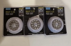 HomeWorks Bright 9-LED Push Light Battery Operated Easy Install Place Anywhere - Picture 1 of 4