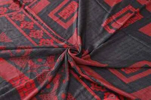 Tela de vestido artesanal Sarees gris indio estampado rojo puro crepe seda sari de colección - Imagen 1 de 3