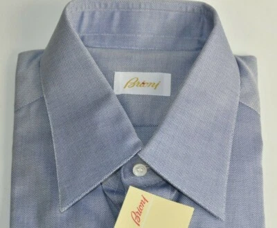 Nuevo Brioni Azul Blanco Camisa Puño Francés Manga Larga 15 3/4 40 - Imagen 1 de 4