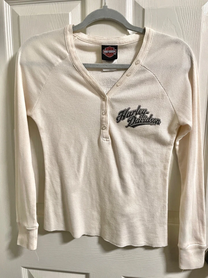 Harley Davidson 2012 top para mujer tejido gofre crema Roma Italia en mezcla de algodón Foto 1 de 4